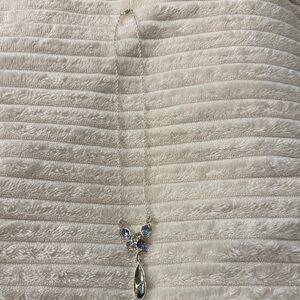 Elegant Silver-Tone Blue Crystal Statement Necklace - NRT Hallmark